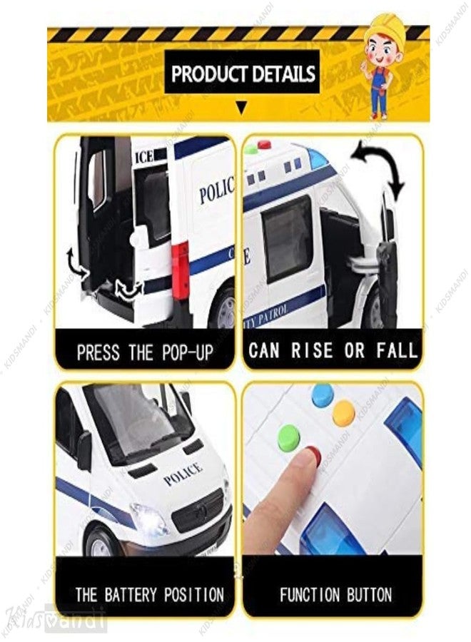 كيدز ماندي سيارة شرطة لعبة تعمل بالاحتكاك من كيدز ماندي® للأطفال - مركبة محاكاة، لعبة تعليمية، آمنة للأطفال، هدية ممتعة، تعلم تفاعلي، تصميم متين - Image 2